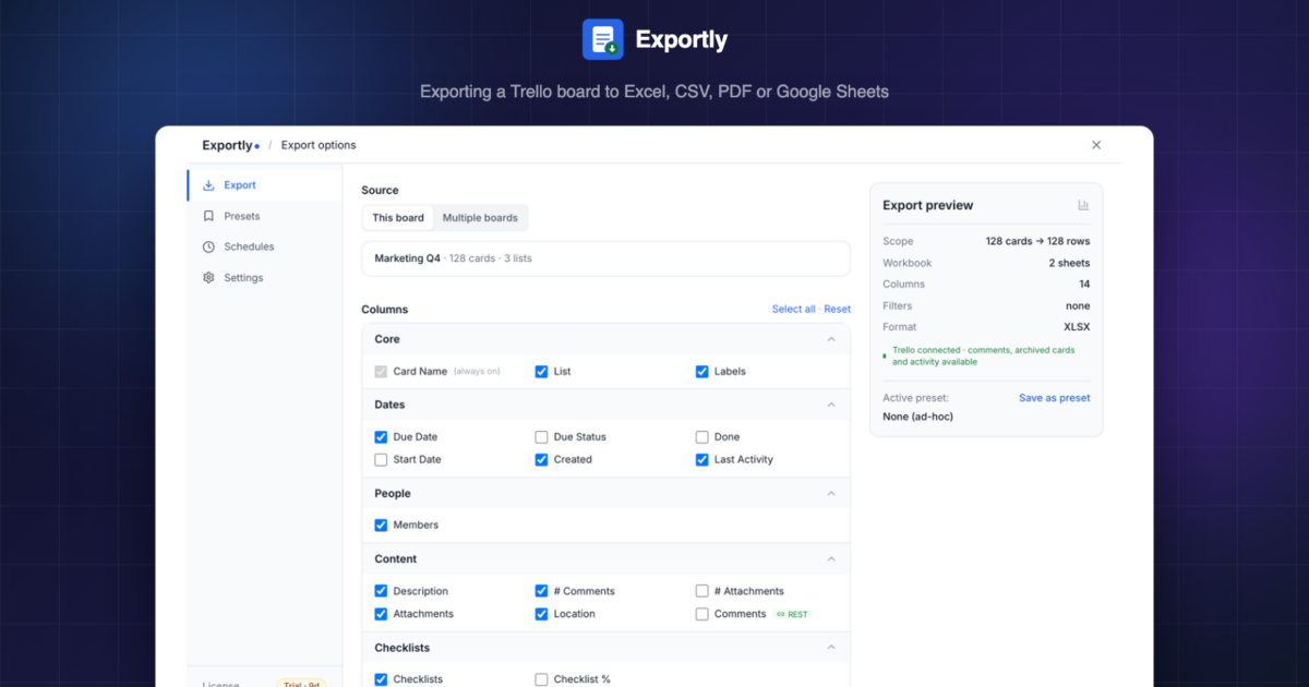 How to Export a Trello Board to Excel, CSV, PDF or Sheets